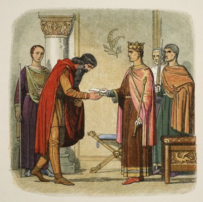 Henry autoriserer Dermod til at opkræve styrker, 1170, fra A Chronicle of England BC 55 til AD 1485, pub. London, 1863 af James William Edmund Doyle