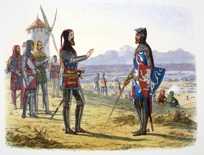 Kong Edward III nægter hjælp til sin søn i slaget ved Crecy, Frankrig, 1346 1864 af James William Edmund Doyle