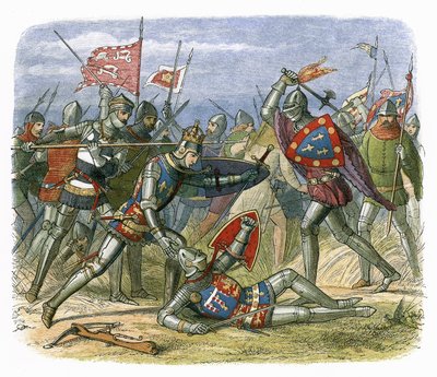 Kong Henrik V angrebet af hertugen af Alencon i slaget ved Agincourt af James William Edmund Doyle