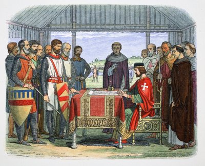 Kong John underskriver det store charter, Runnymede, Surrey, 1215 1864. af James William Edmund Doyle