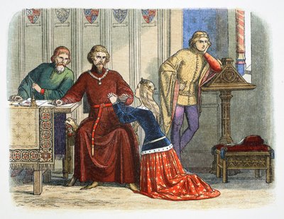 Dronning Anne går i forbøn hos Gloucester og Arundel for Sir Simon de Burley, 1388 1864 af James William Edmund Doyle