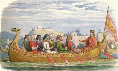 Edgars pram bemandet af otte konger på Dee, 973 1864 af James William Edmund Doyle