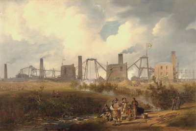 En udsigt over Murton Colliery nær Seaham, County Durham af James Wilson Carmichael