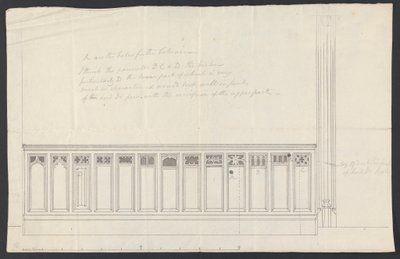Cobham Hall, Kent: Design til panelering af en kirkestol af James Wyatt