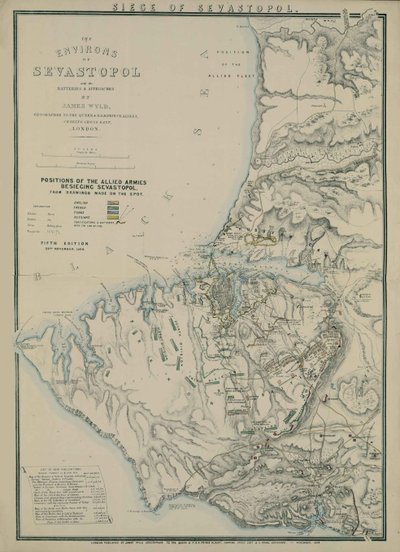 Kort over Sevastopols omgivelser, 1854 af James Wyld