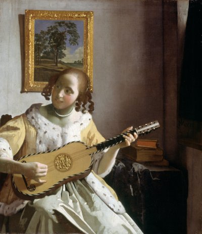 Guitarspilleren (olie på lærred) af Jan Vermeer van Delft