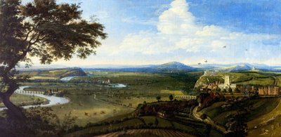Udsigt over Nottingham fra øst, ca. 1695 (olie på lærred) af Jan (attr.to) Siberechts