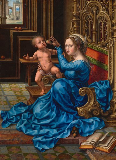 Madonna og barn, ca. 1532 (olie på panel) af Jan (c.1472-c.1533) Gossaert