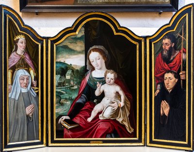 Jomfru og barn med Sankt Katarina, Johannes Døberen og donorer af Jan (c.1472-c.1533) Gossaert