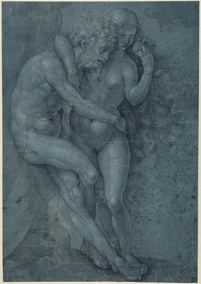 Adam og Eva (pen & sort blæk med hvid kropsfarve på papir) af Jan (c.1472 c.1533) Gossaert