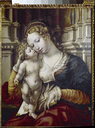 Jomfruen og barnet (olie på panel af Jan (c.1472 c.1533) Gossaert