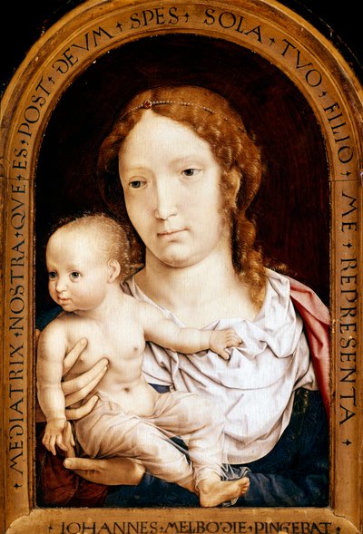 Jomfru med barn. Carondelet diptykon (olie på panel af Jan (c.1472 c.1533) Gossaert