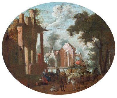 Ødelagt slot af Jan (follower of) Brueghel