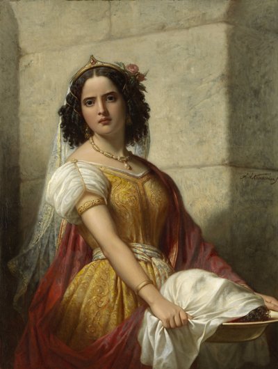 Salome med Johannes Døberens hoved af Jan Adam Kruseman (signed by artist)