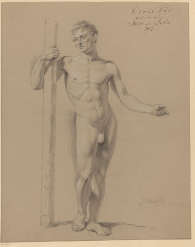 Stående nøgen mand, set forfra (1. præmie 1817) af Jan Adriaan Antonie de Lelie