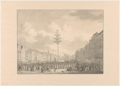 Frihedstræet på Grote Markt i Rotterdam, 1795 af Jan Anthonie Langendijk Dzn (possibly)