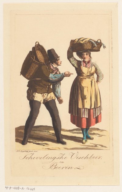 Scheveningen fiskere typer Schevelingsche Visch Boer og Boerin (titel på objekt) af Jan Anthonie Langendijk Dzn