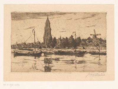 Udsigt over Rhenen af Jan Antonius van Schooten (signed by artist)