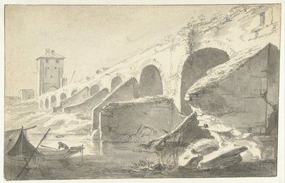 Ponte Molle te Rom (?) af Jan Asselijn