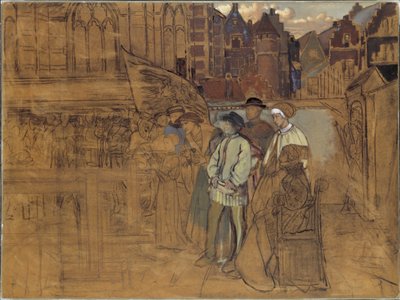 Bueskydningsfest i Antwerpen i det 16. århundrede, ca. 1850 af Jan August Hendrik Leys