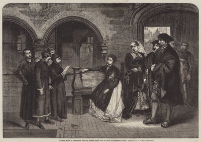 Luther, da han var korist, synger salmer fra dør til dør i Eisenach af Jan August Hendrik Leys