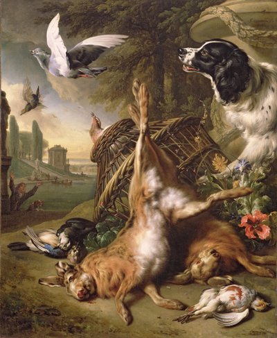 Stilleben med dødt vildt og harer af Jan Baptist Weenix
