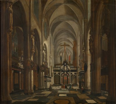 Interiør af St. Donatians katedral i Brugge, ca 1696. af Jan Baptist van Meunincxhove