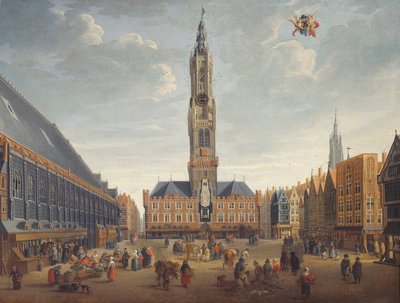 The Markt, Brugge, ca. 1691-1700 (olie på panel) af Jan Baptist van Meunincxhove
