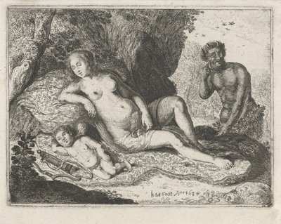 Sovende Venus spioneret af en satyr af Jan Barentsz. Muyckens