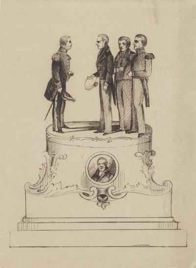 Design til et monument for 50 års uafhængighed fra Kongeriget Holland i 1863 af Jan Bos