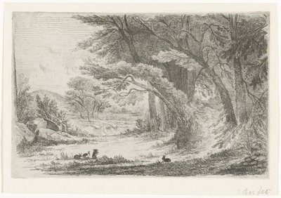 Skovkant med kaniner af Jan Bos Wz. (signed by artist)