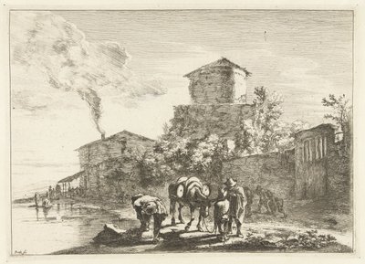 Mænd og et muldyr ved Via Appia Landskaber omkring Rom (serietitel) af Jan Both