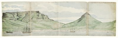 Taffelbjerget og Cape Town set fra havet Kap det Gode Håb, som det så ud Ao. 1787 (titel på objekt) af Jan Brandes