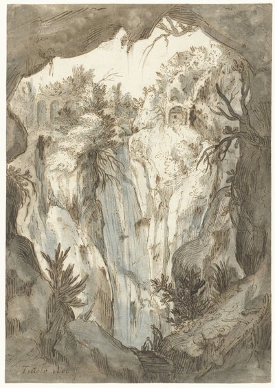 Tivoli vandfald set fra en hule af Jan Brueghel (I) (attributed to)