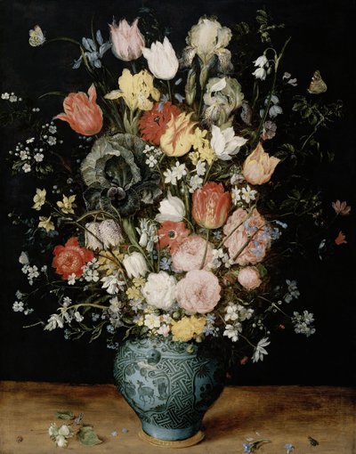 Blomster i blå vase, ca 1608. af Jan Brueghel the Elder