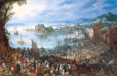 Stort fiskemarked af Jan Brueghel the Elder