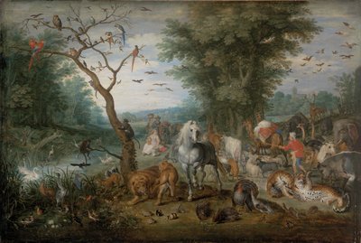 Paradisisk landskab med dyr af Jan Brueghel the Elder