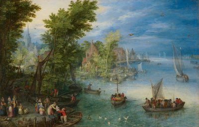 Flodlandskab af Jan Brueghel the Elder