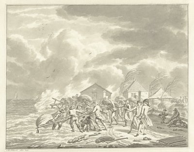 Oversvømmelsen af ​​Diemerzeedijk nær Amsterdam, 1776 af Jan Bulthuis (signed by artist)