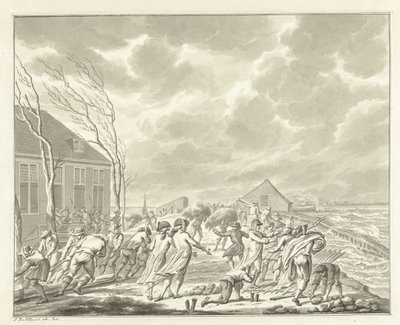 Oversvømmelsen af ​​Diemerzeedijk nær Amsterdam, 1776 af Jan Bulthuis (signed by artist)