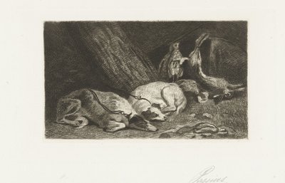 To hunde hviler med byttet af Jan Cassiers
