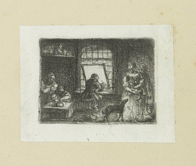 Interiør fra en prentatelier The Compleat Work of Etchings af John Chalon / Oeuvre Complette des Eaux Fortes af Jean Chalon (serietitel) af Jan Chalon