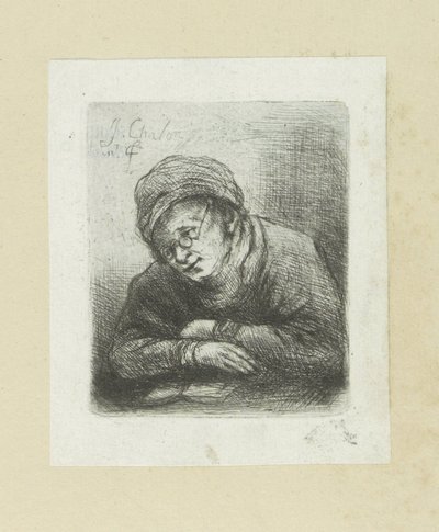 Lezende mand skinner The Compleat Work of Etchings af John Chalon / Oeuvre Complette des Eaux Fortes af Jean Chalon (serietitel) af Jan Chalon