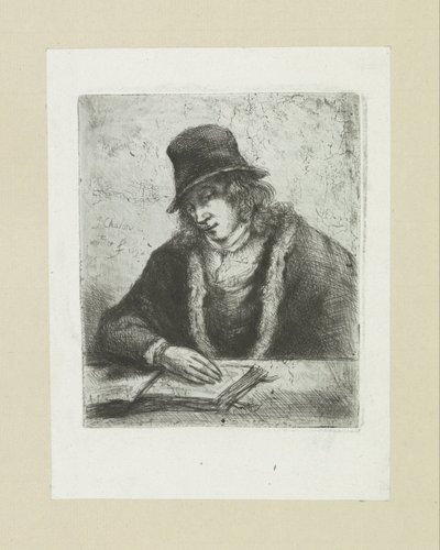 Lezende mand sætter hakkede The Compleat Work of Etchings af John Chalon / Oeuvre Complette des Eaux Fortes af Jean Chalon (serietitel) af Jan Chalon
