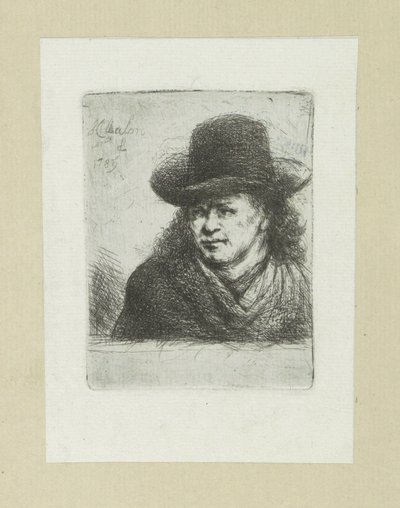 Mand sætter hoed, naar links The Compleat Work of Etchings af John Chalon / Oeuvre Complette des Eaux Fortes af Jean Chalon (serietitel) af Jan Chalon