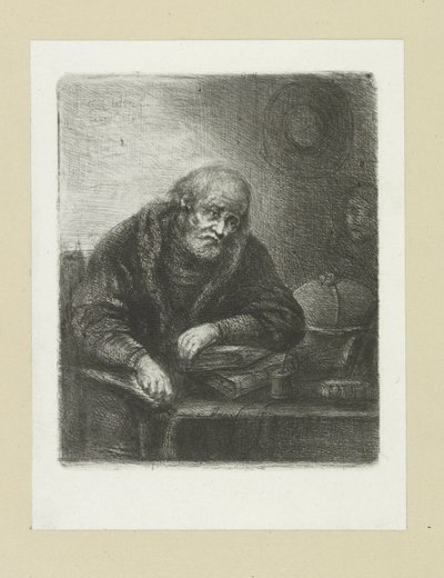 Oude man aan zijn skrivebord The Compleat Work of Etchings af John Chalon / Oeuvre Complette des Eaux Fortes af Jean Chalon (serietitel) af Jan Chalon