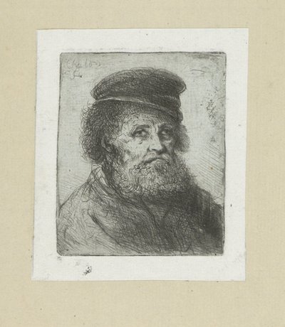 Oude mand sætter baard i prut The Compleat Work of Etchings af John Chalon / Oeuvre Complette des Eaux Fortes af Jean Chalon (serietitel) af Jan Chalon