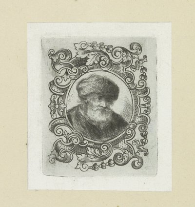Oude mand mødte bonthoed i ornamentrand The Compleat Work of Etchings af John Chalon / Oeuvre Complette des Eaux Fortes af Jean Chalon (serietitel) af Jan Chalon