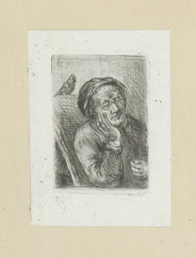 Slapende oude man met vogel The Compleat Work of Etchings af John Chalon / Oeuvre Complette des Eaux Fortes af Jean Chalon (serietitel) af Jan Chalon