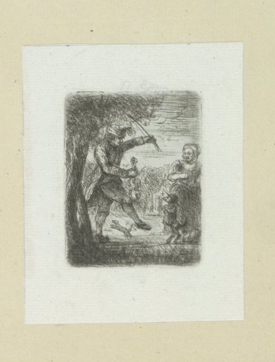 Straatmuzikant sætter voldtægt i dans hond The Compleat Work of Etchings af John Chalon / Oeuvre Complette des Eaux Fortes af Jean Chalon (serietitel) af Jan Chalon